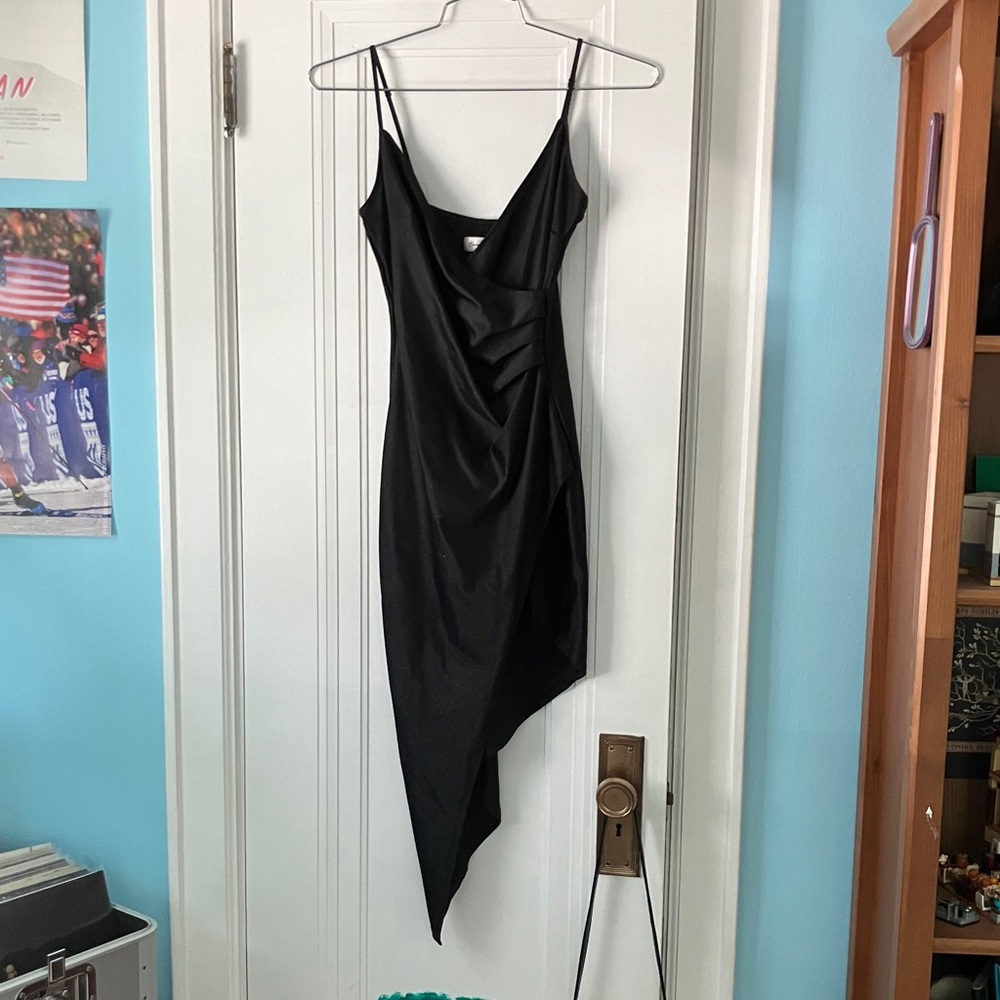 Emerald Sundae Black Asymmetrical Dress